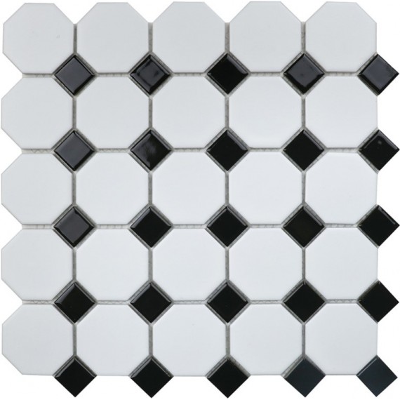 Мозаика Octagon small White/Black Matt (IDLA2575) 29.5х29.5