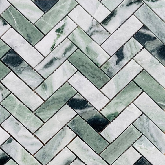 Мозаика Onice Verde oliva POL fish 23x73x7 317x282