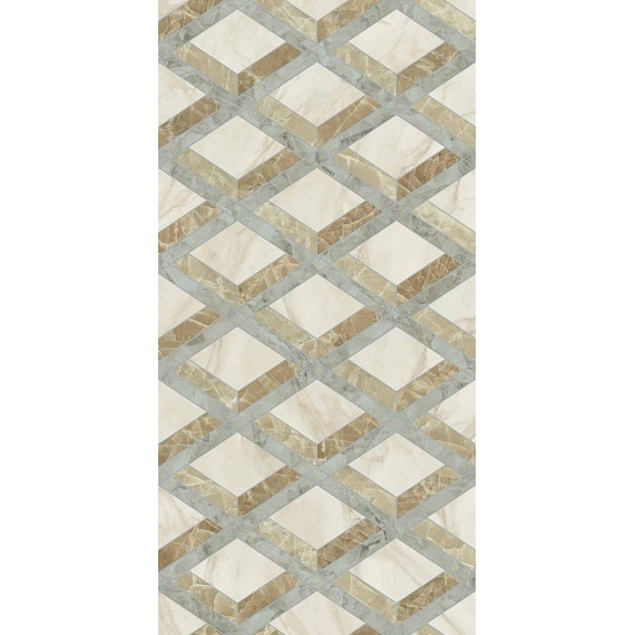 Керамогранит PF60014144 Tarsia Lozenge Avorio Deco Lux 3D Rett 60x120