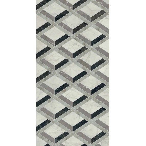 Керамогранит PF60014145 Tarsia Lozenge Nero Deco Lux 3D Rett 60x120