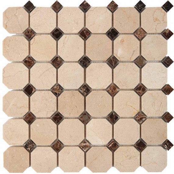 Мозаика PIX212 Cream marfil, Dark Еmperador из мрамора 48x48 305х305x8