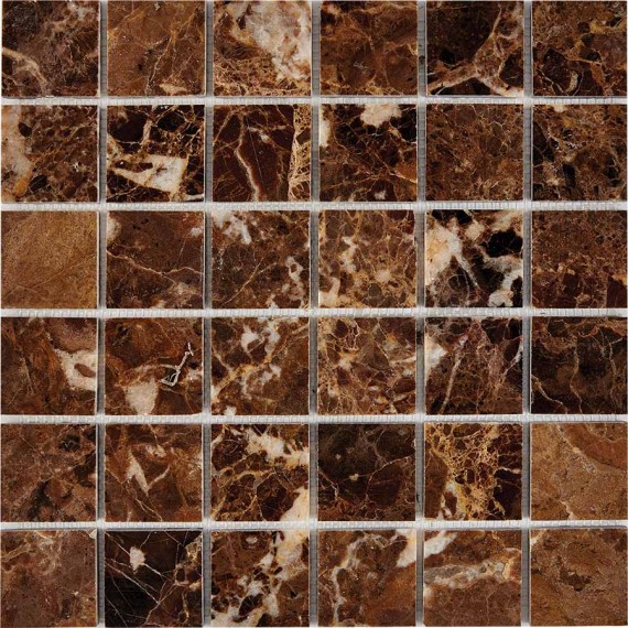 Мозаика PIX218 Dark Emperador из мрамора полированная 48x48 305х305x6