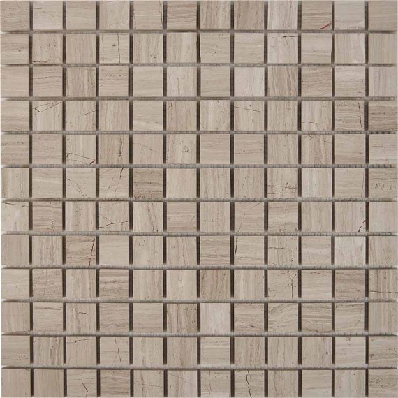 Мозаика PIX254 White Wooden из мрамора полированная 23x23 305х305x6