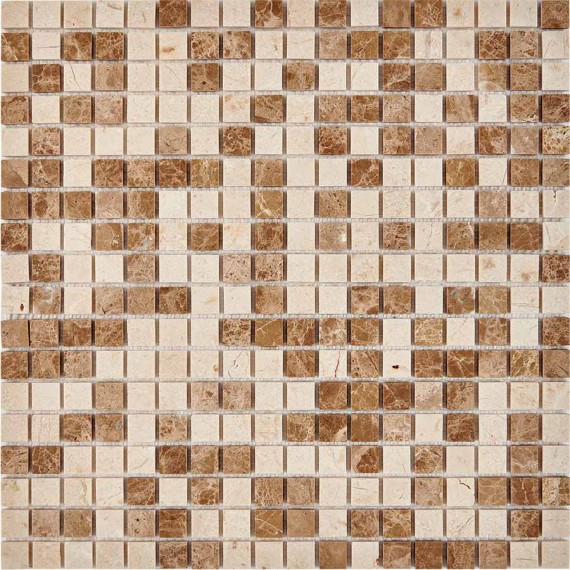 Мозаика PIX273 Emperador Light, Crema Nova из мрамора полированная 15x15 305х305x4