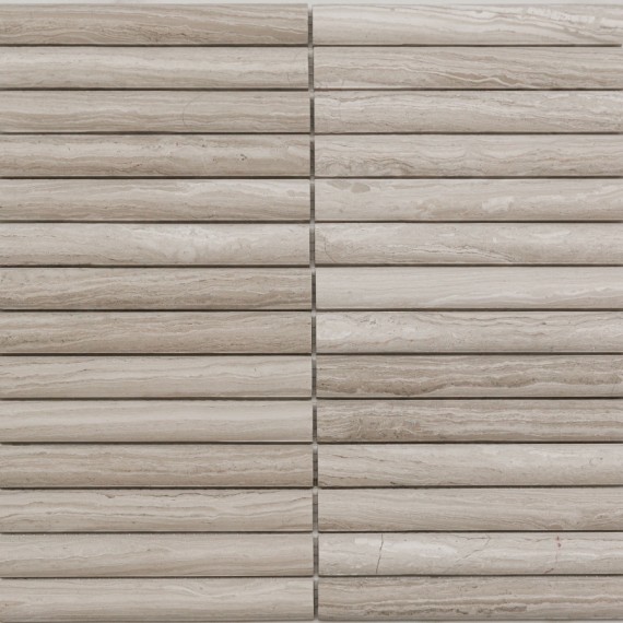 Мозаика PIX348 White Wooden, Convex матовая 20х151 300х305х12