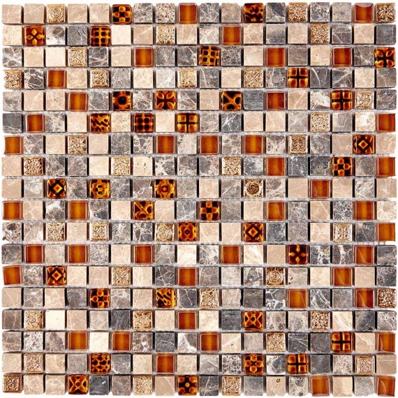Мозаика PIX720 Мозаика из мрамора и стекла 15x15 300х300x8
