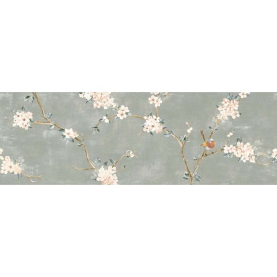 Керамическая плитка RA1X Mixed Verde Decoro Fiori di Pesco B Rett. 40x120