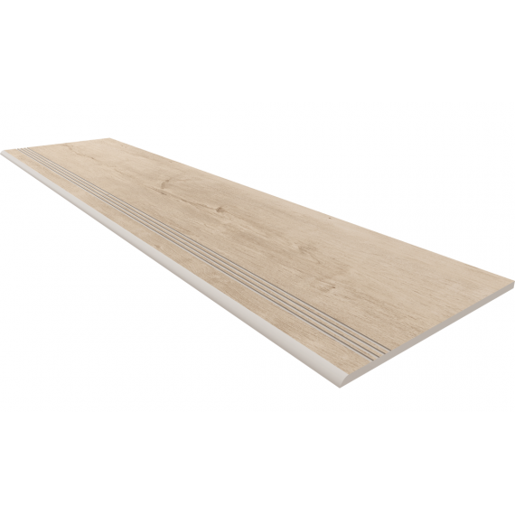 Керамогранит SF02 Ступень Soft Wood Creamy неполированный с насечками 30x120