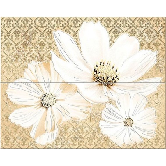 Керамическая плитка Sfumato Beige Floret панно (комплект 2шт) 50.5x40.2
