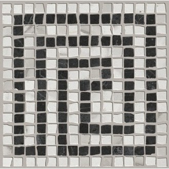 fMAQ Angolo Greca Statuario Grafite Mosaico 20*20