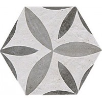 fOF1 Керамогранит Firenze Deco Esagono Fiore 21.6x25