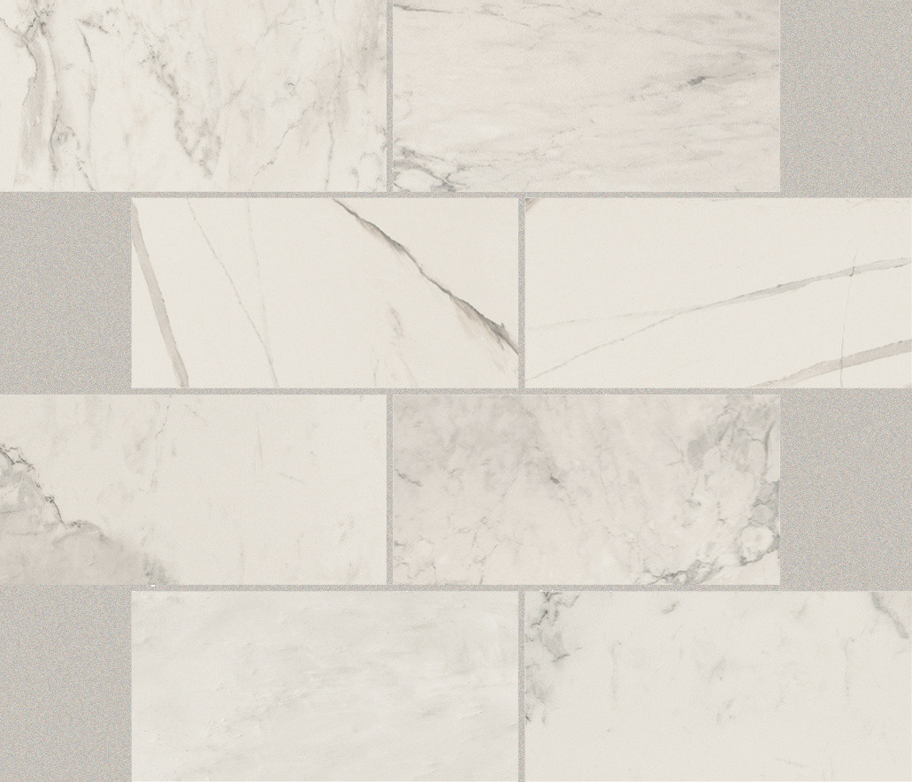 Мозаика 752812 Мозаика Stones 2.0 Calacatta Glossy Muretto 6mm 7,5x15 30x30