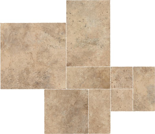 Керамогранит A04Y Aix Beige Kit Multiformato Tumbled (комплект из 1шт 75x75, 1шт 50x75, 1шт 50x50, 3шт 25x50, 2шт 25x25)