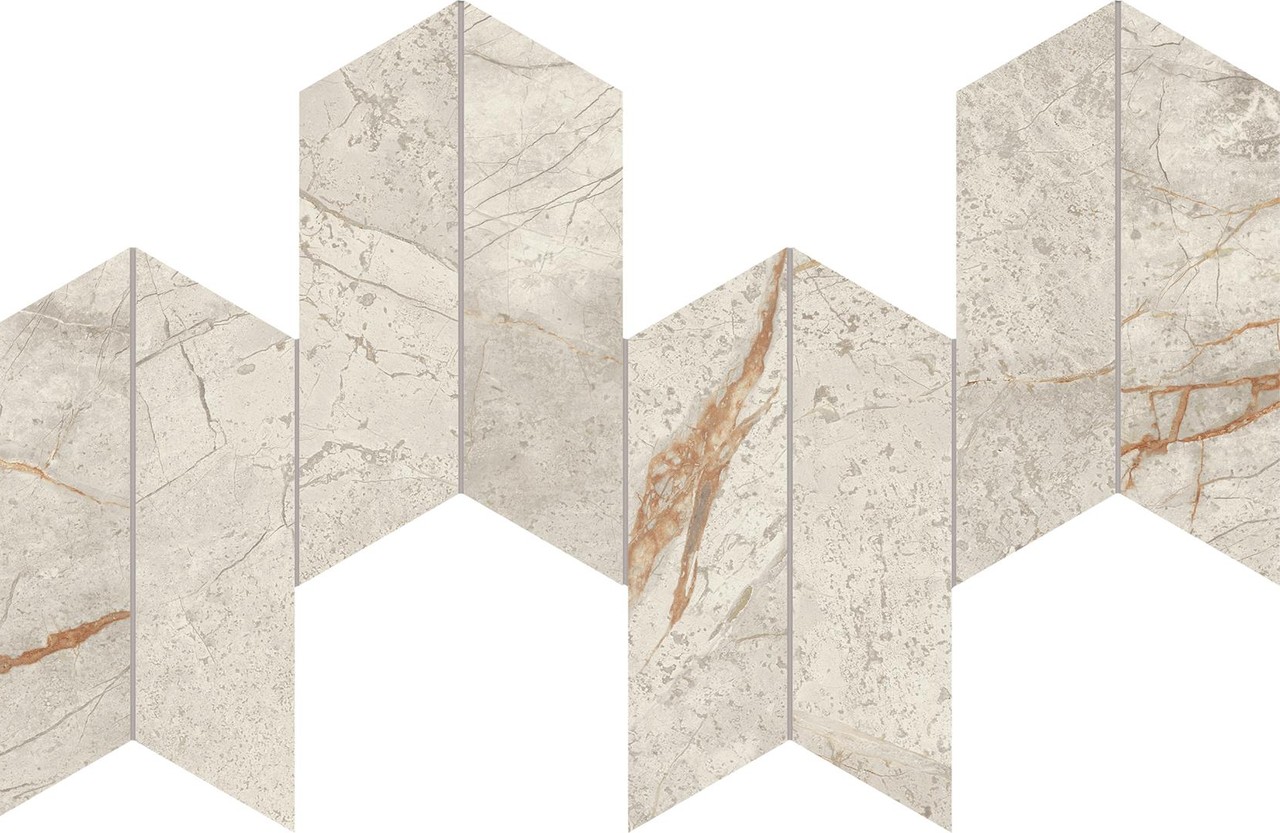 Мозаика AYD4 Мозаика Marvel Diva White Everest Mosaico Chevron Velvet 46,3х17,5