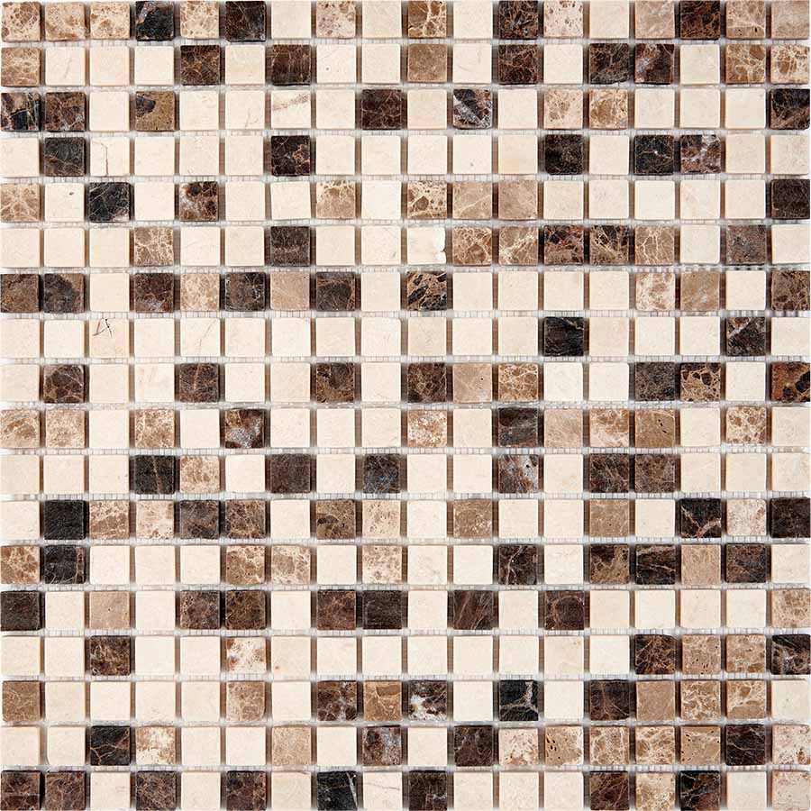 Мозаика PIX271 Emperador Dark, light, Crema Nova из мрамора матовая 15x15 305х305x4