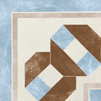 Керамогранит 1036885 Via Emilia Angolo Greca Festone CREMA-AZZURRO MQ 20x20