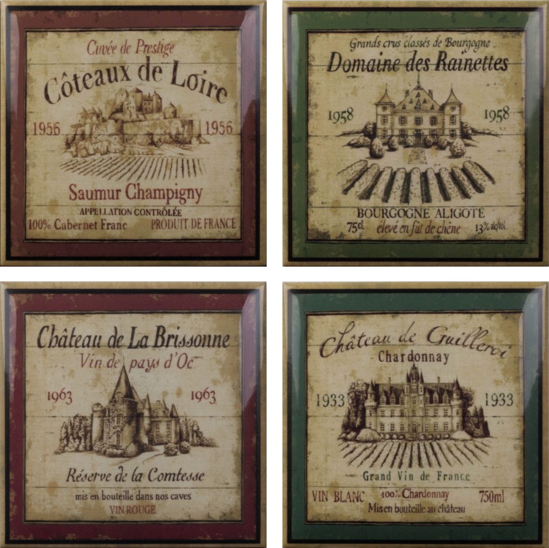 Керамическая плитка AM-20191 Wine Label Decors (комплект 4шт) 15x15